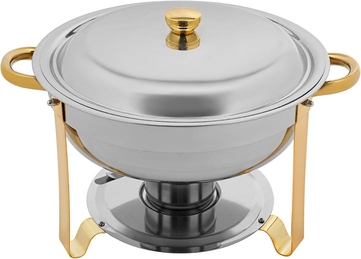 4er Set Rund Chafing Dish Set, Professional Speisenwärmer mit Deckel, 4,5L Edelstahl Buffet Wärmebeh