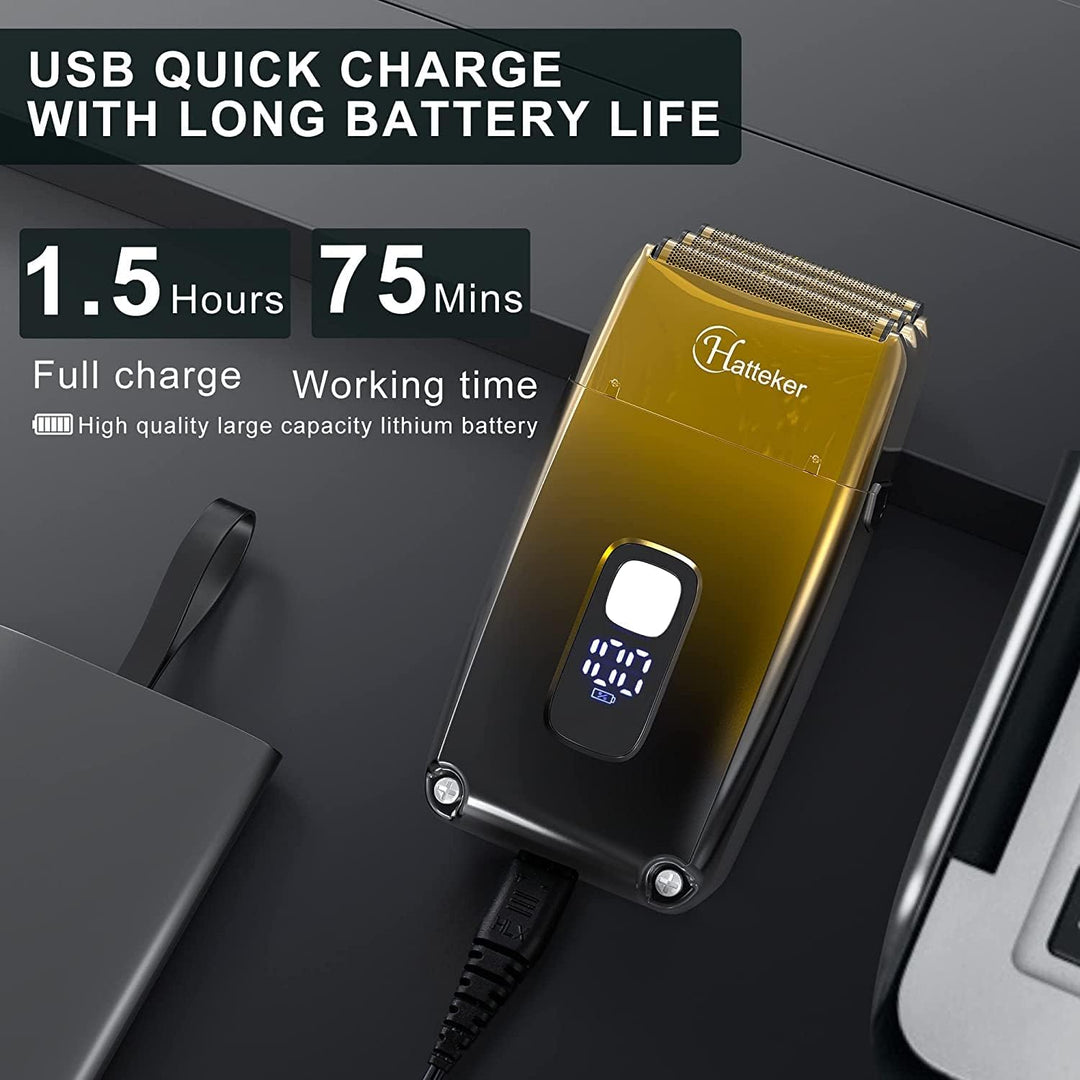Hatteker Folienrasierer Rasierer Herren Elektrorasierer mit 3 flexiblen Klingen T-förmiger Trimmer B
