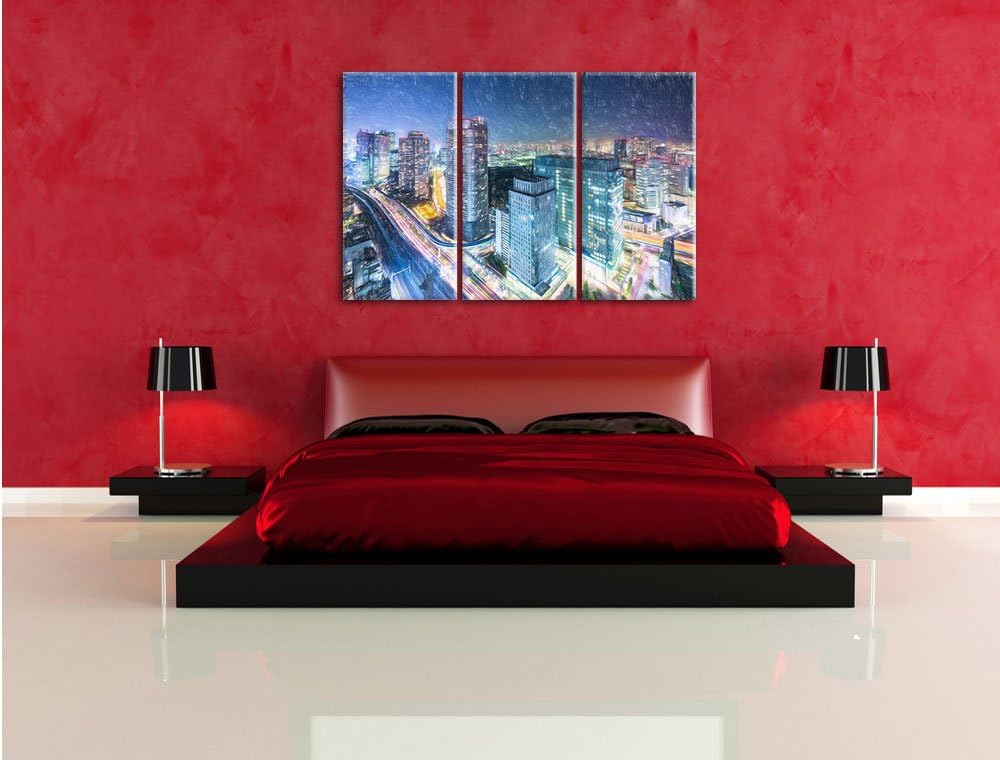 Pixxprint Moderne Architektur in Tokio / 3-Teilig/Gesamtmass 120cm Leinwandbild bespannt auf Holzrah