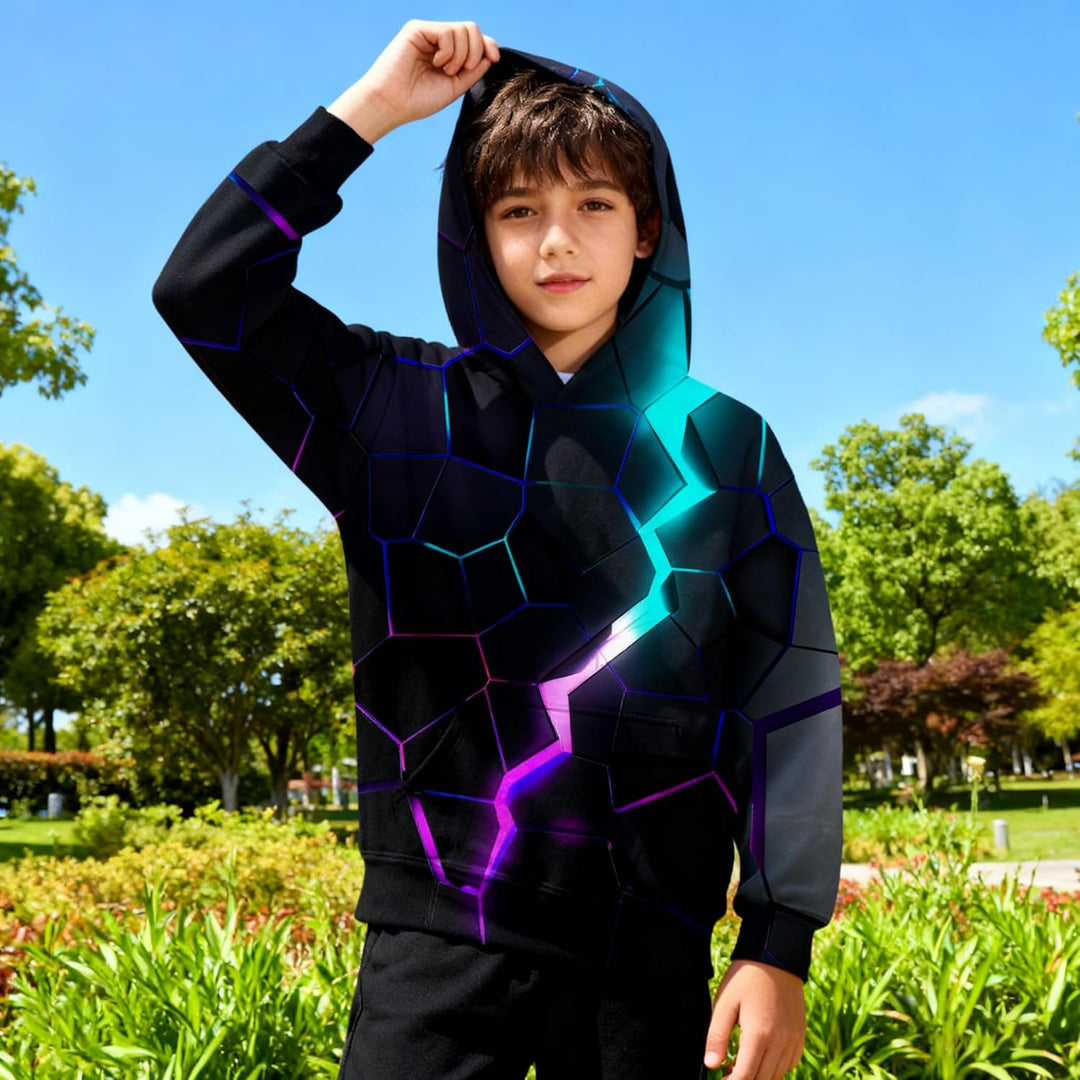 Fanient Kinder Junge Mädchen Hoodies 3D Drucken lebendige Tier Cartoon Grafik Sweatshirt Tasche Pull