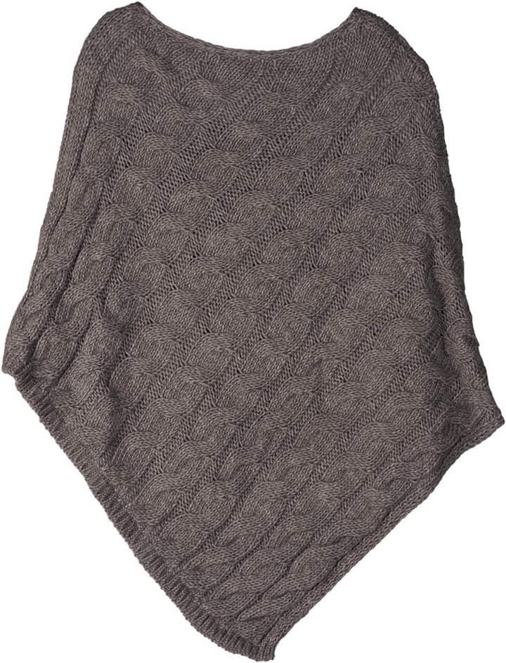 styleBREAKER Strick Poncho mit Zopfmuster, Rundhals Strickponcho, Grobstrick, Damen 08010040 Einheit