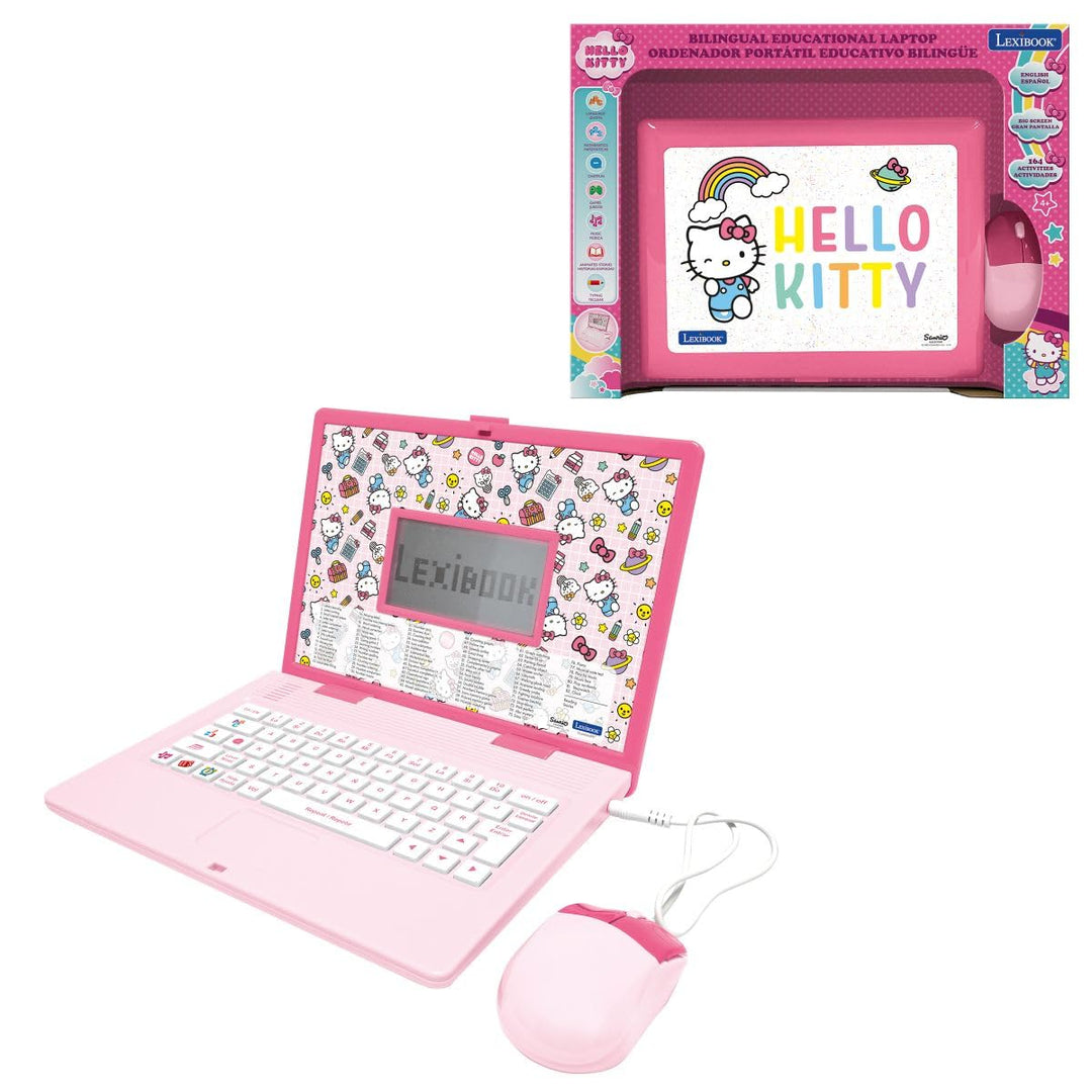 Lexibook, Hello Kitty JC598HKi2 Zweisprachiger Lern-Laptop Englisch/Spanisch, 164 Sprachen, Schreibe