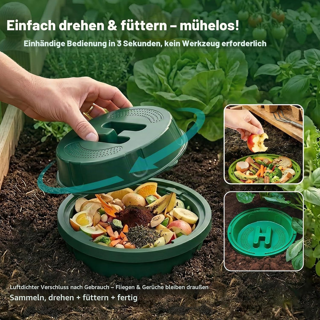 8L Unterirdisch Komposter Garten mit Deckel,PVC Wurmkomposter mit Belüftungslöcher,Organische Wurmki