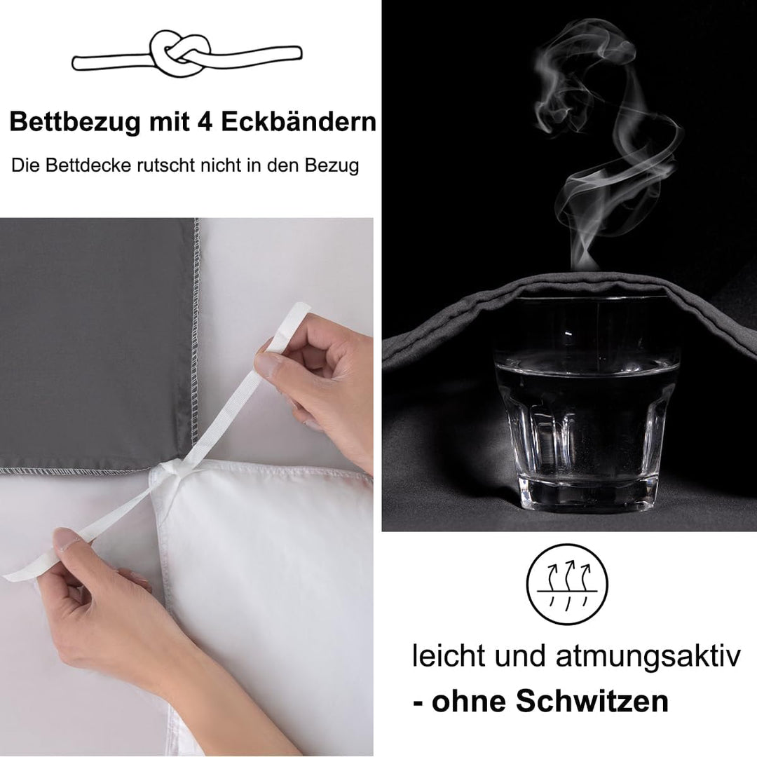 Beqnat Bettwäsche 200x220 Anthrazit Grau - Superweich Bettwäsche-Sets Bettbezug 200x220 Kissenbezug