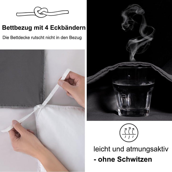 Beqnat Bettwäsche 200x220 Anthrazit Grau - Superweich Bettwäsche-Sets Bettbezug 200x220 Kissenbezug