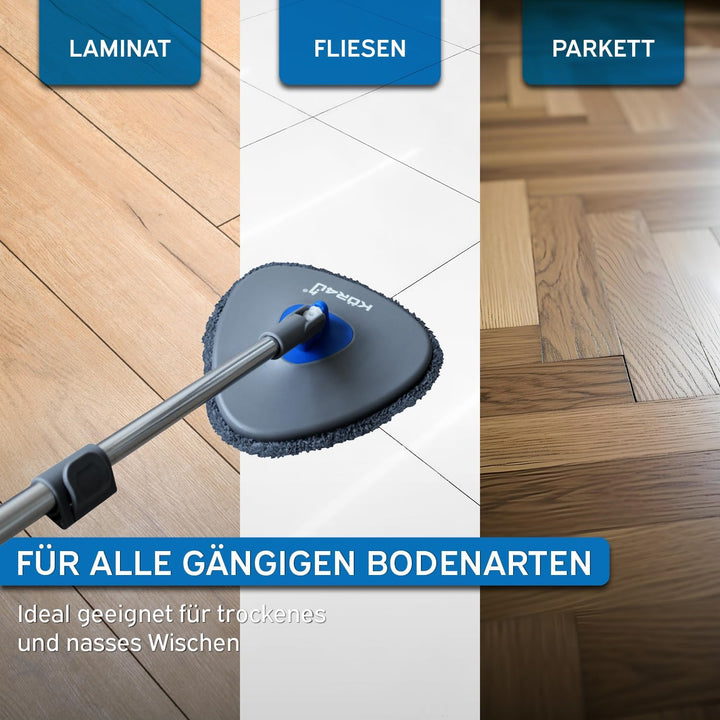 kör4u Wischmopp Set mit Eimer und 2-Kammer-System zur Trennung von Schmutz- und Frischwasser, mit Au