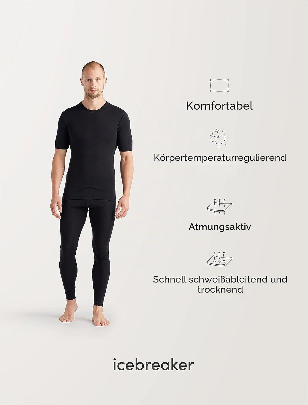 Icebreaker Herren Anatomica Crewe T-Shirt - Funktionsshirt Herren - Merinowolle Unterwäsche XXL Schw