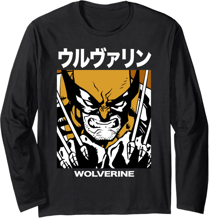 Marvel X-Men Wolverine Kanji Portrait Langarmshirt