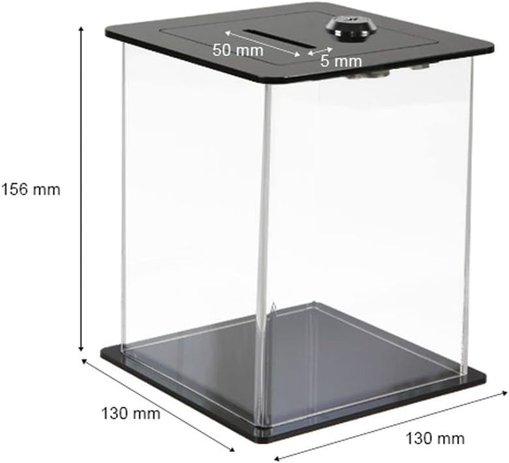 DISPLAY SALES Losbox aus Acrylglas | Aktionsbox mit Schloss | Spendenbox in 130 x 130 x 156 mm | Gel