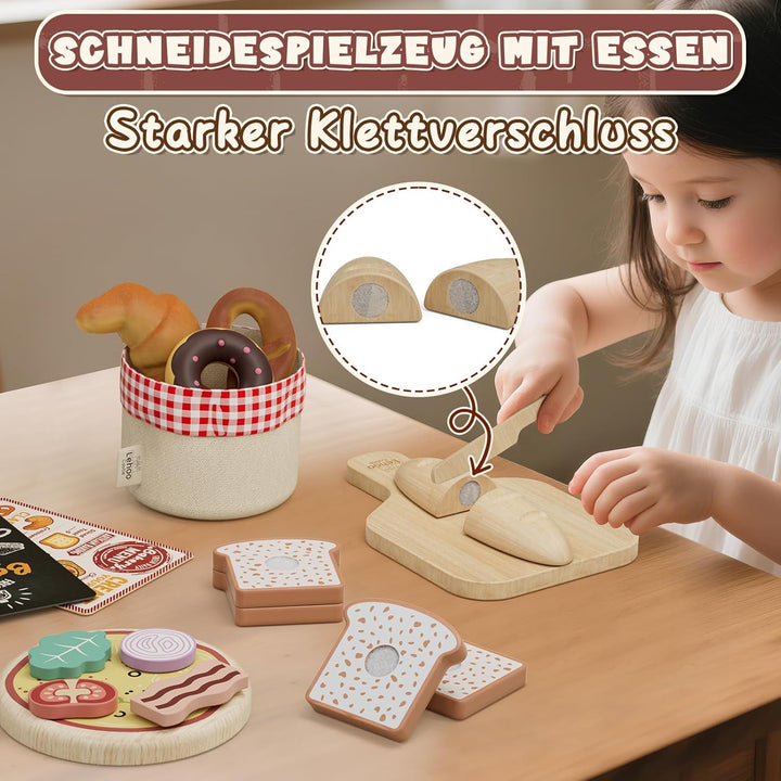 Lehoo Castle Kinderküche Zubehör Holz, Spielküche Zubehör, Pizza Kinderküche, Backset für Kinder, Ro