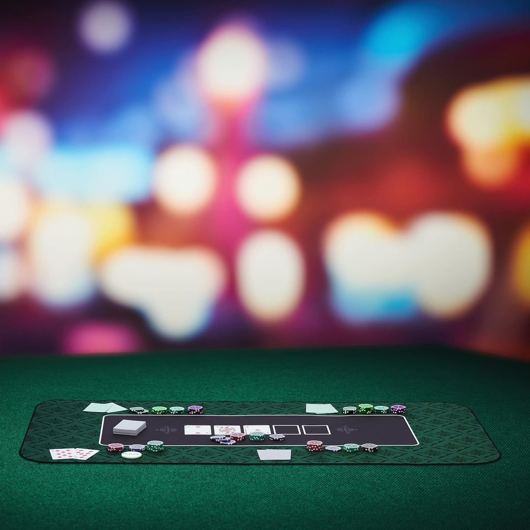 Relaxdays Pokermatte 120 x 60 cm, Texas Holdem, Pokertischauflage gross, rutschhemmend, Polyester, P