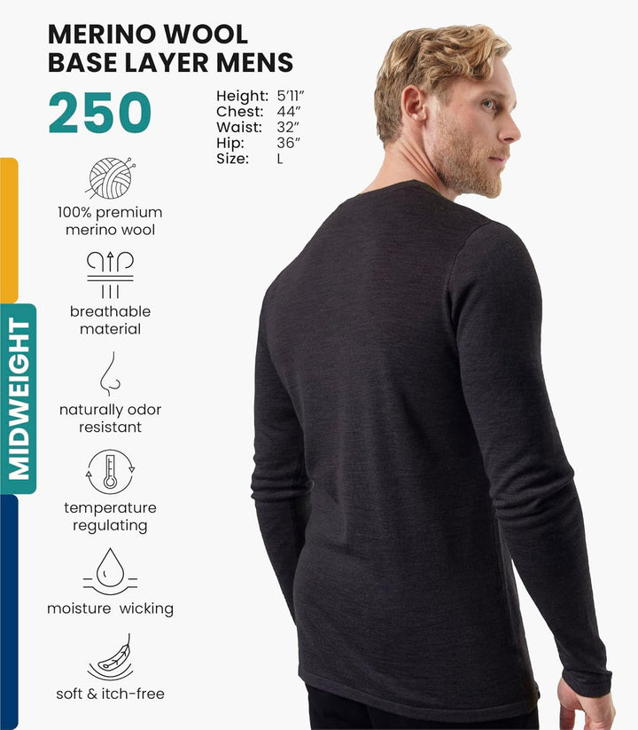 100% Merino Unterwäsche Herren - Merino Langarmshirt Herren Atmungsaktiv Und Feuchtigkeitsableitend