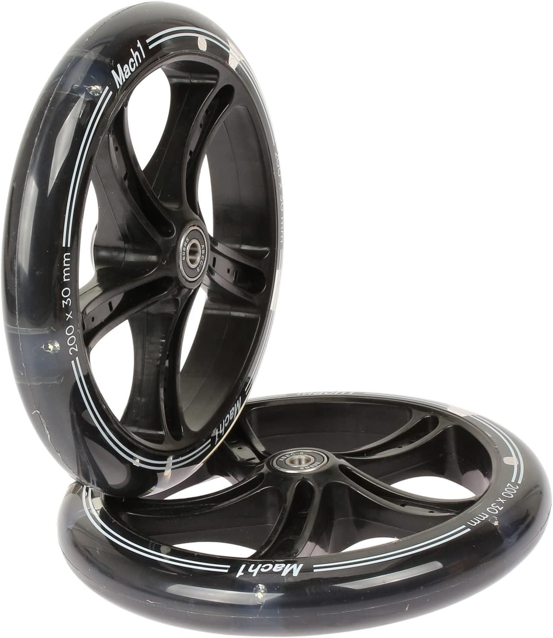 2 Stück 200x30mm Mach1 Kickscooter Rollen-Set inklusive Kugellager + Spacer - Cityroller Ersatz Reif