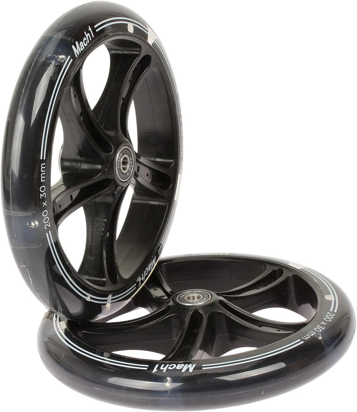2 Stück 200x30mm Mach1 Kickscooter Rollen-Set inklusive Kugellager + Spacer - Cityroller Ersatz Reif