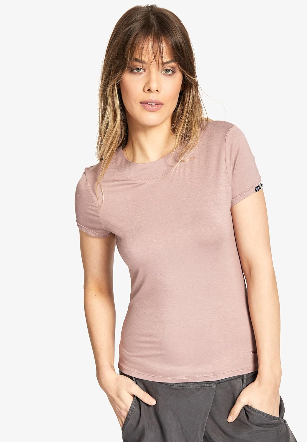 khujo Damen Shirt Momoko weiches Jersey T-Shirt mit Kreuzschnürung am Rückenausschnitt