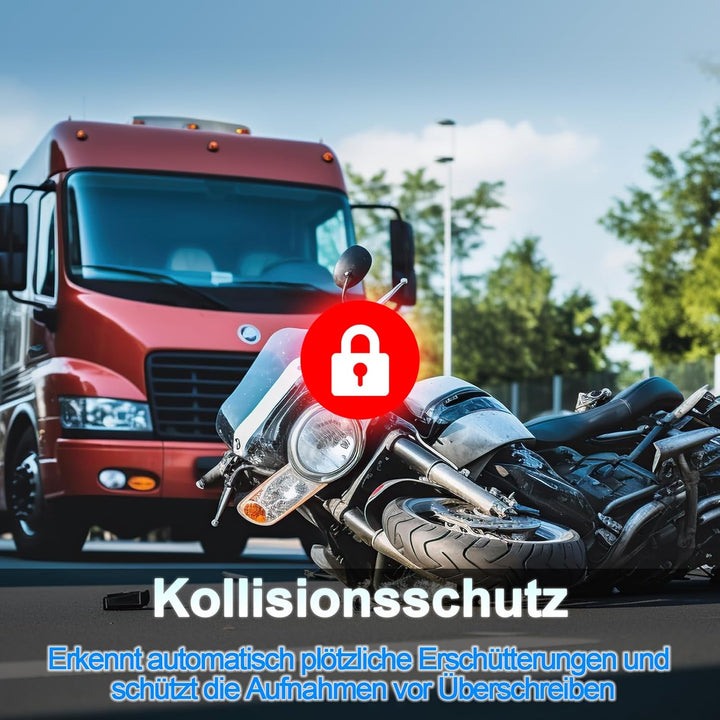 Action Cam Motorrad, 2K & 120° Weitwinkel Motorrad Kamera WLAN, G-Sensor-Kollisionssperre Dashcam Mo