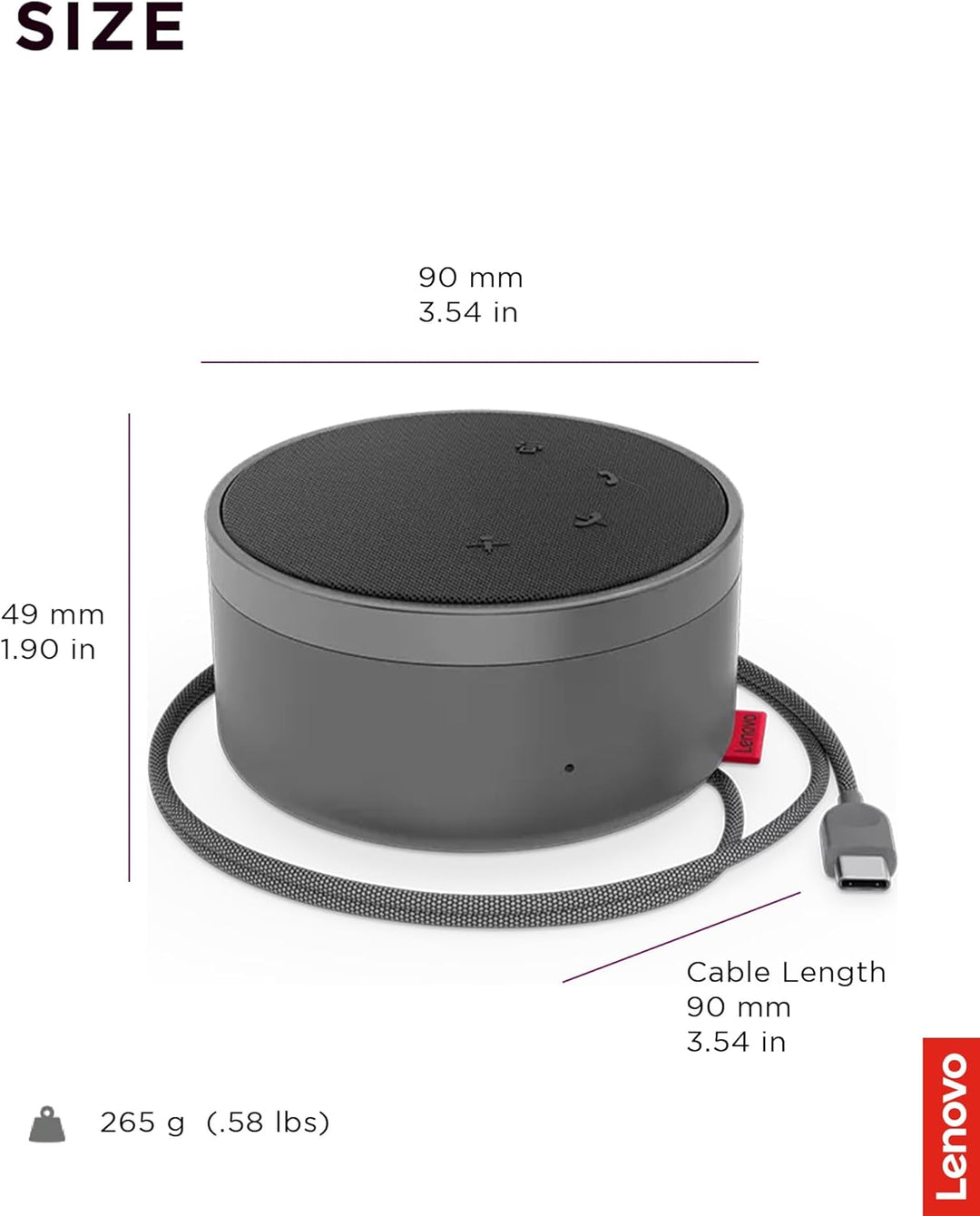 Lenovo Go Wired Speakerphone, Schwarz