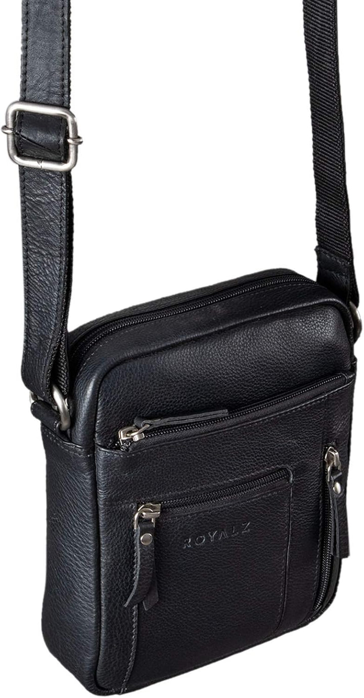 ROYALZ 'Dallas' Kleine Umhängetasche Herren Leder Vintage Look Echtleder Männer Ledertasche Mini Sch