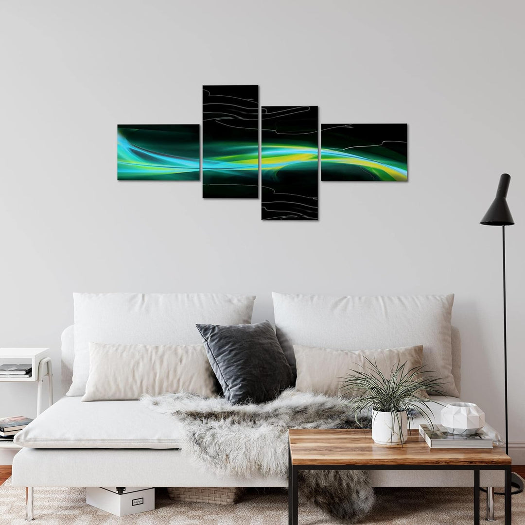 Runa Art Bild Modern Abstrakt - Made in Germany - Wandbilder Schwarz Türkis Grün 4 Teilig 103242b 10
