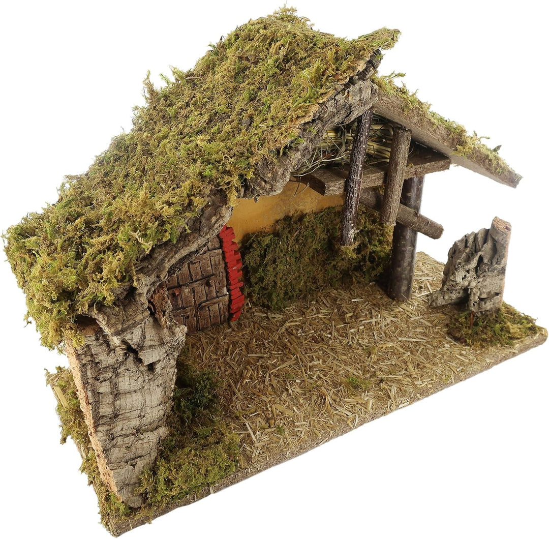BERTONI leer Krippe Holz Hütte mit ARC Tür, Holz, Mehrfarbig, 42 x 18 x 28 cm