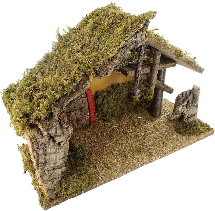 BERTONI leer Krippe Holz Hütte mit ARC Tür, Holz, Mehrfarbig, 42 x 18 x 28 cm