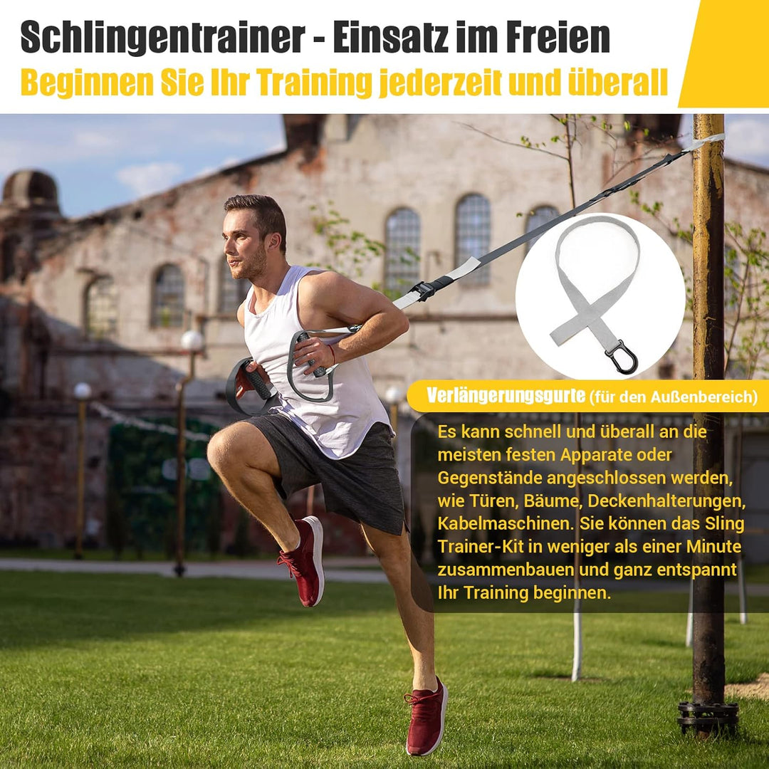 Schlingentrainer, Sling trainer für ein Ganzkörpertraining, Schlingentrainer für zuhause mit Grossem