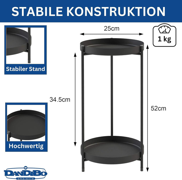 DanDiBo Blumenständer Metall Schwarz Rund 2 Etagen 52 cm 96583 Beistelltisch Blumenhocker Pflanzenst