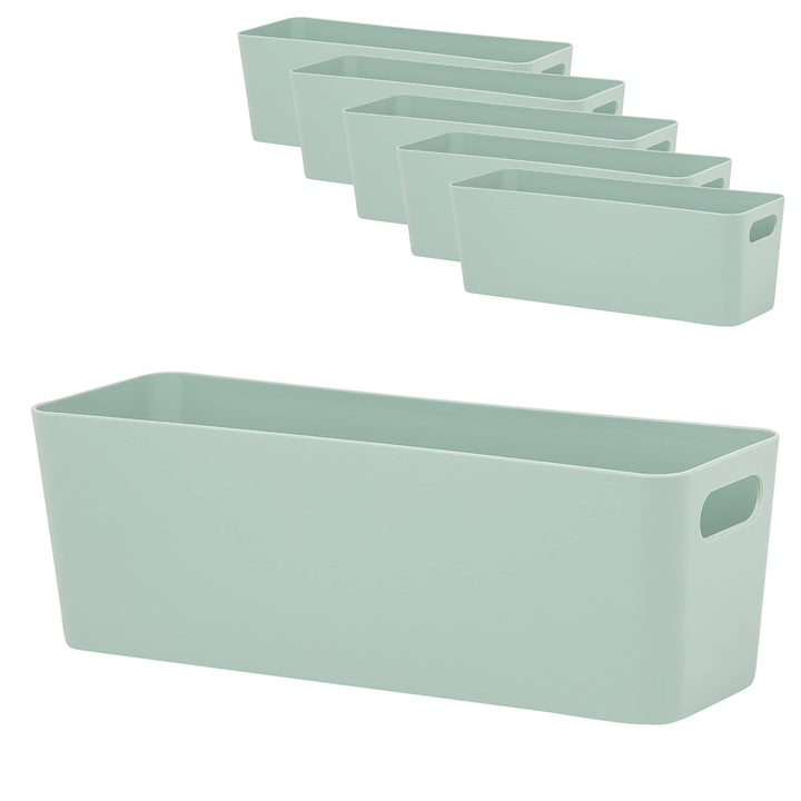 6x Ordnungsboxen - 10 cm hoch - grün - 30x10x10cm - 2 Liter - Ordnungskorb - Schubladenorganizer Sil