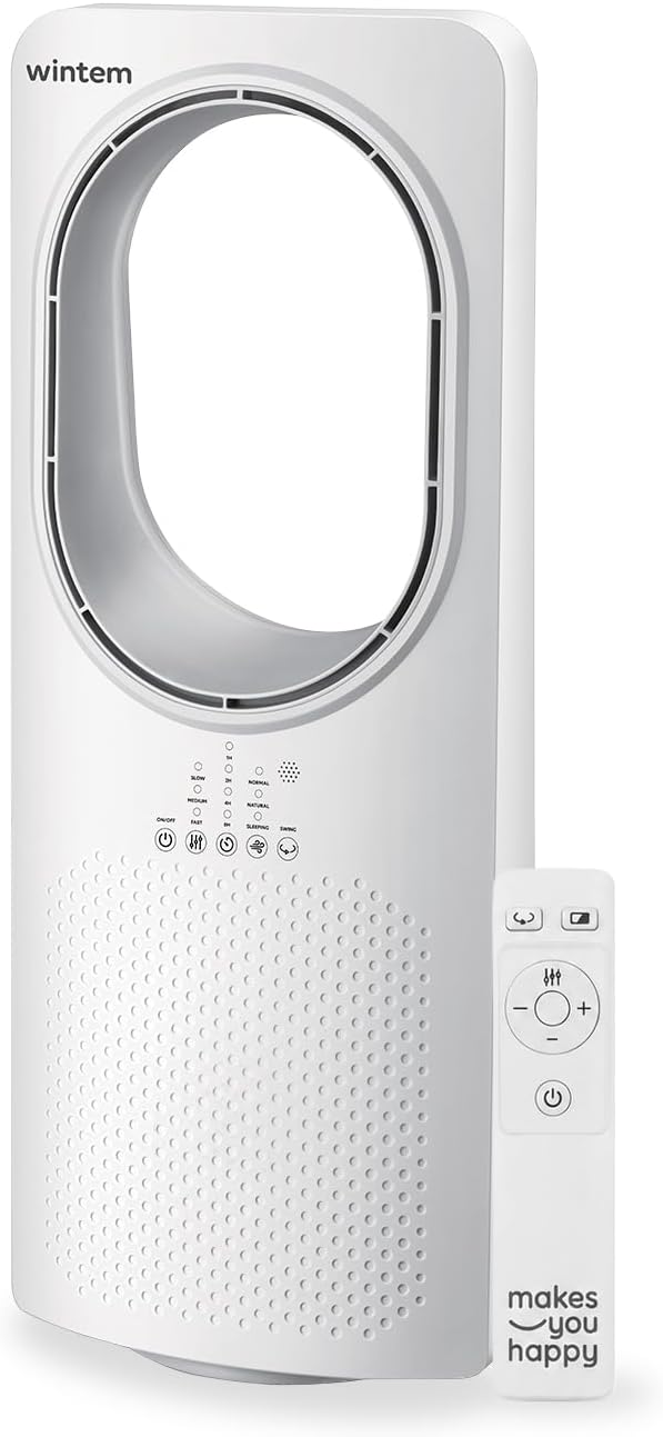 Wintem Freezy Turmventilator ohne Flügel, mit Fernbedienung und Timer, Wirbelkühler, mit Oszillation