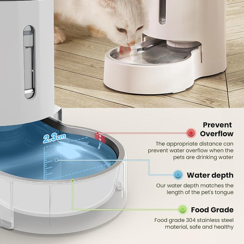 JUNSPOW 2,5L Katzenbrunnen Ohne Strom Trinkbrunnen Für Katze Hunde Futterautomat Wasserspender Katze