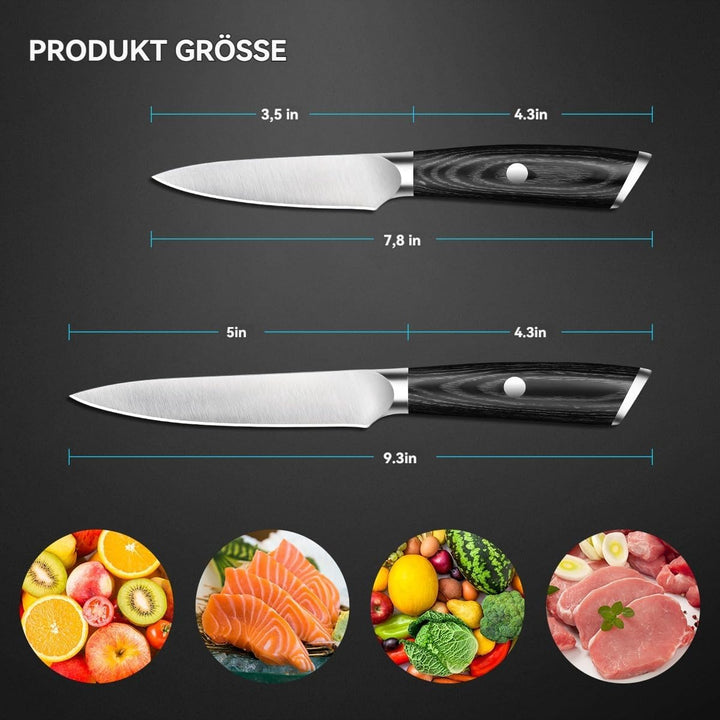 Messerset 2 pcs, Profi Universalmesser 13 cm und Scharfes Schälmesser 9 cm aus Deutschem EN1.4116 Ed