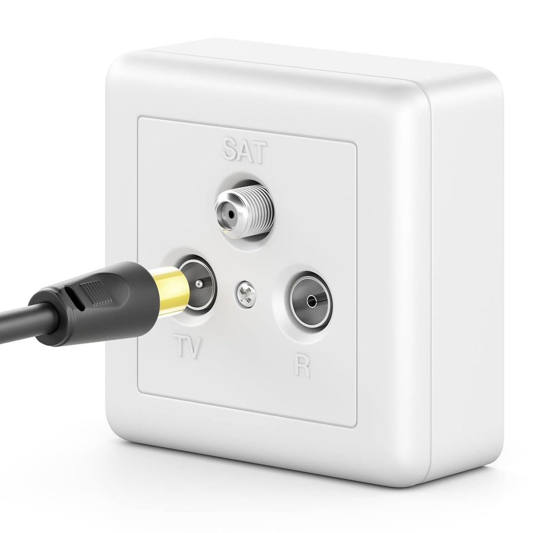 deleyCON 20m TV Antennenkabel Koaxial Kabel HDTV 4-fach Schirmung 2x Ferritkern Mantelstromfilter DV
