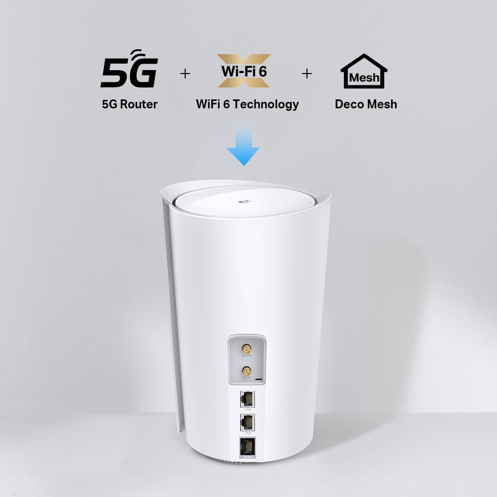 TP-Link Deco X50-5G LTE WLAN Router, 5G Router Sim-karte, 2,5-Gbit/s-Port + 2 x Gigabit-Ports, Wi-Fi