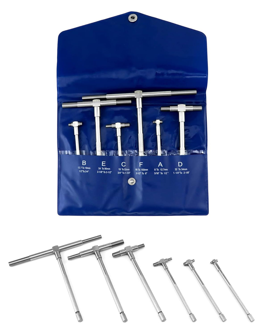 QWORK® Teleskoplehren 8mm - 150mm Innendurchmesser Einstellbar, 6 Stück/Set