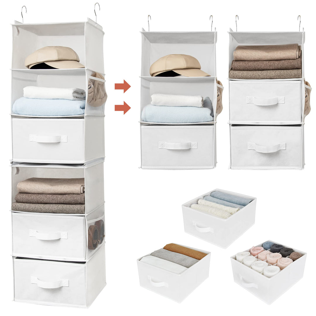 GRANNY SAYS Hängeorganizer Schrank, 1 Stück Hängeregal Stoff mit Schubladen, Weiss Hängeaufbewahrung