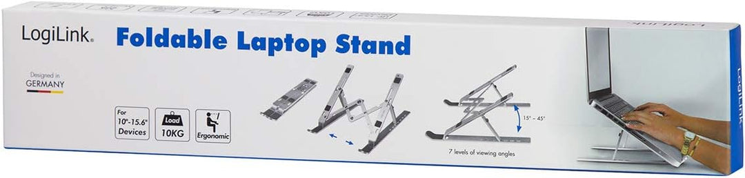 LogiLink AA0134 - Notebook Ständer zusammenklappbar, geeignet für 10–16"" Notebooks und Tablets, Sil