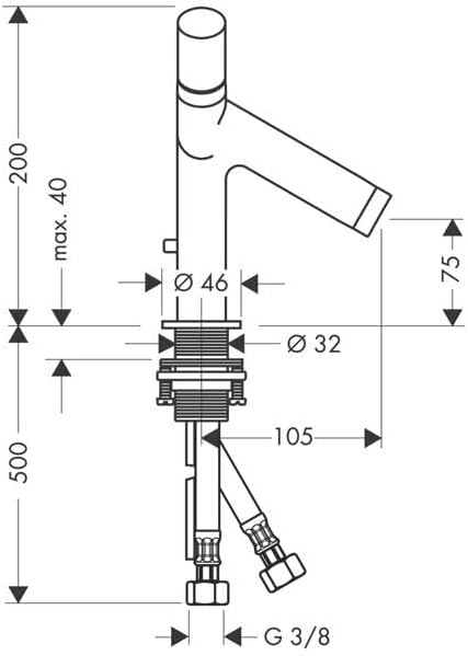 AXOR Wasserhahn Starck 2-Griff Waschtischarmatur (Auslauf Höhe 80 mm mit Zugstangen-Ablaufgarnitur)