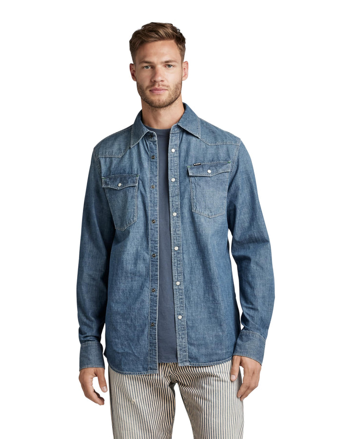 G-STAR RAW Herren 3301 Straight Shirt Jeanshemd Regular XS Blau (Faded Cricket Blue D12698-d311-d891