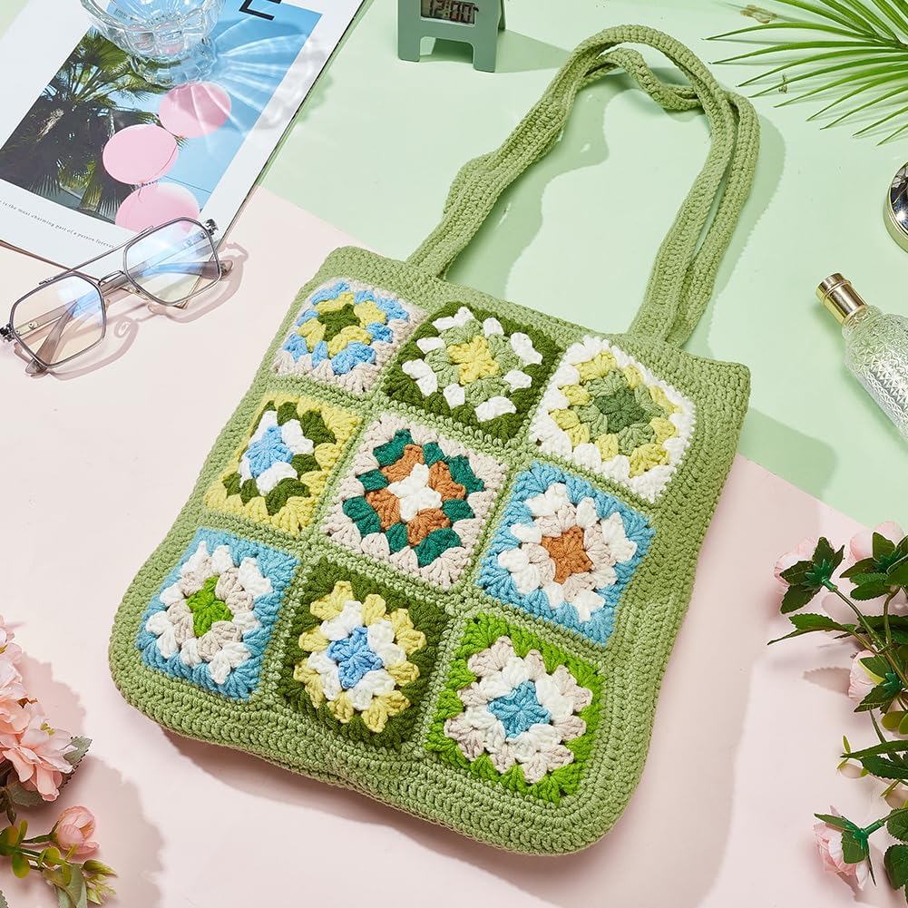 ORIGACH Häkel Tasche Set Für Anfänger, DIY Granny Square Tasche Starter Häkelset Für Erwachsene Mit