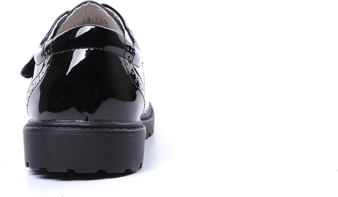 Jungen Schnürhalbschuhe wasserdichte Lackschuhe Schule Oxfords Uniform Hochzeit Anzugschuhe, Schwarz