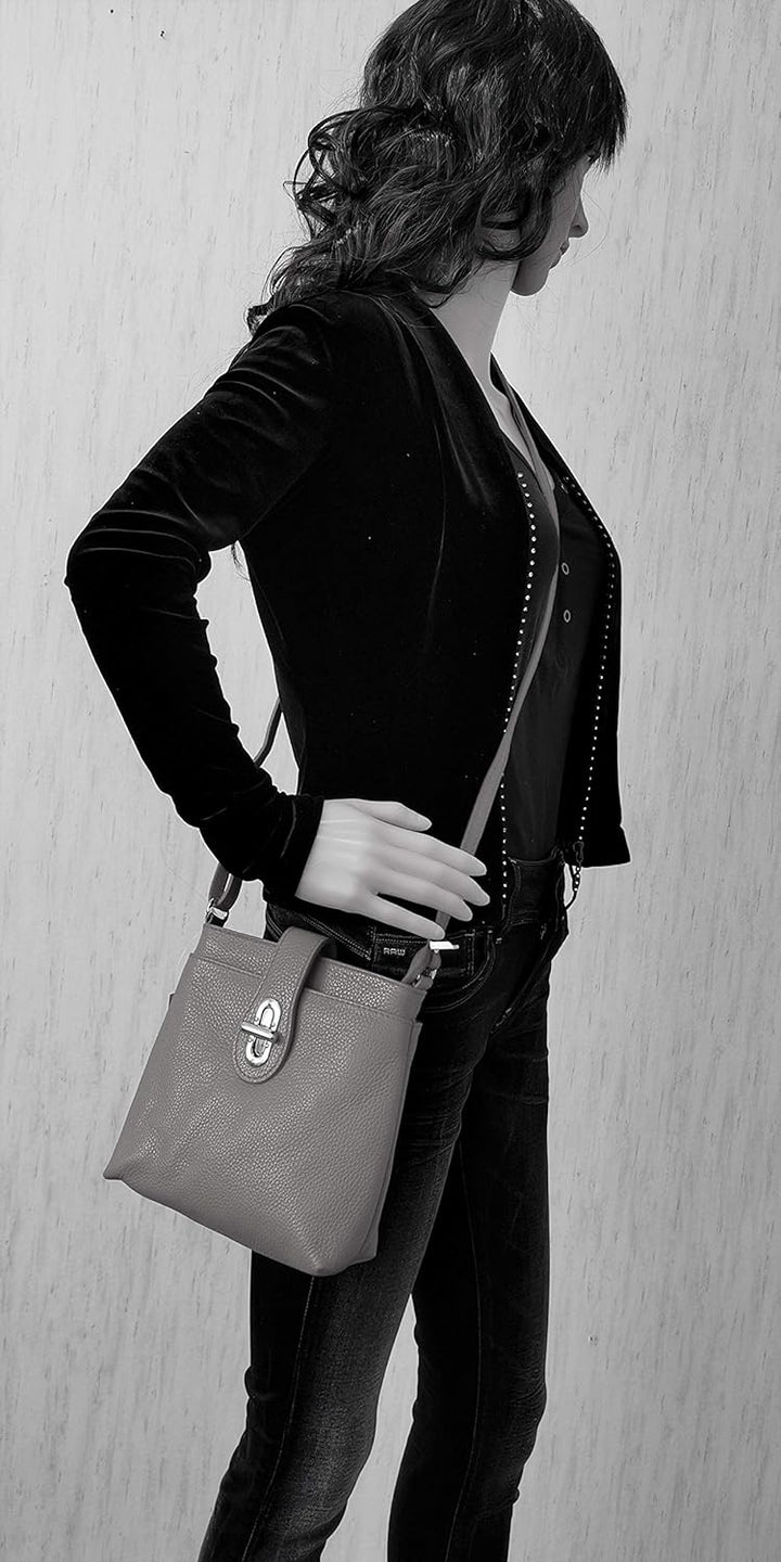 AMBRA Moda Damen echt Ledertasche Handtasche Schultertasche Umhängtasche Citybag Girl Crossover GL00