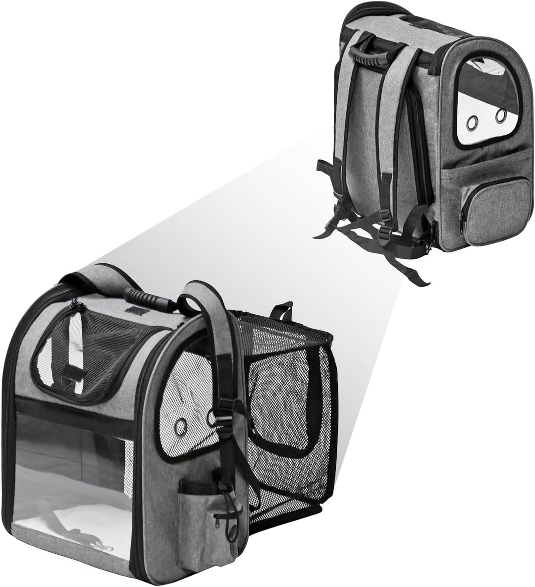 Fudajo Ausziehbarer Haustier Rucksack 27x35,5x41,5 cm bis 6kg, Hunderucksack, Katzenrucksack mit Net
