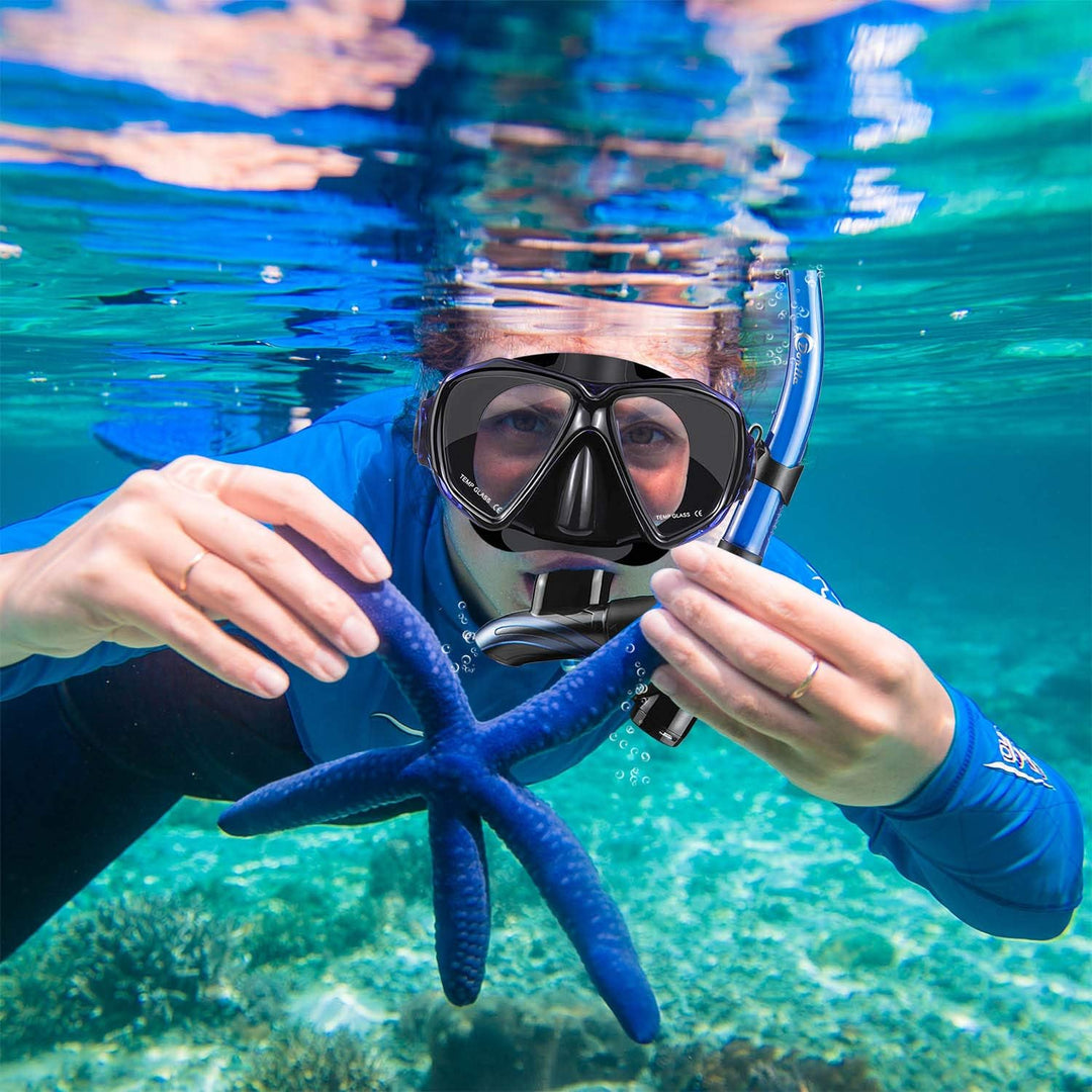 Dorlle Schnorchelset Schnorcheln Set mit Schnorchel und Taucherbrille，wasserdichte Tauchmaske Anti-F