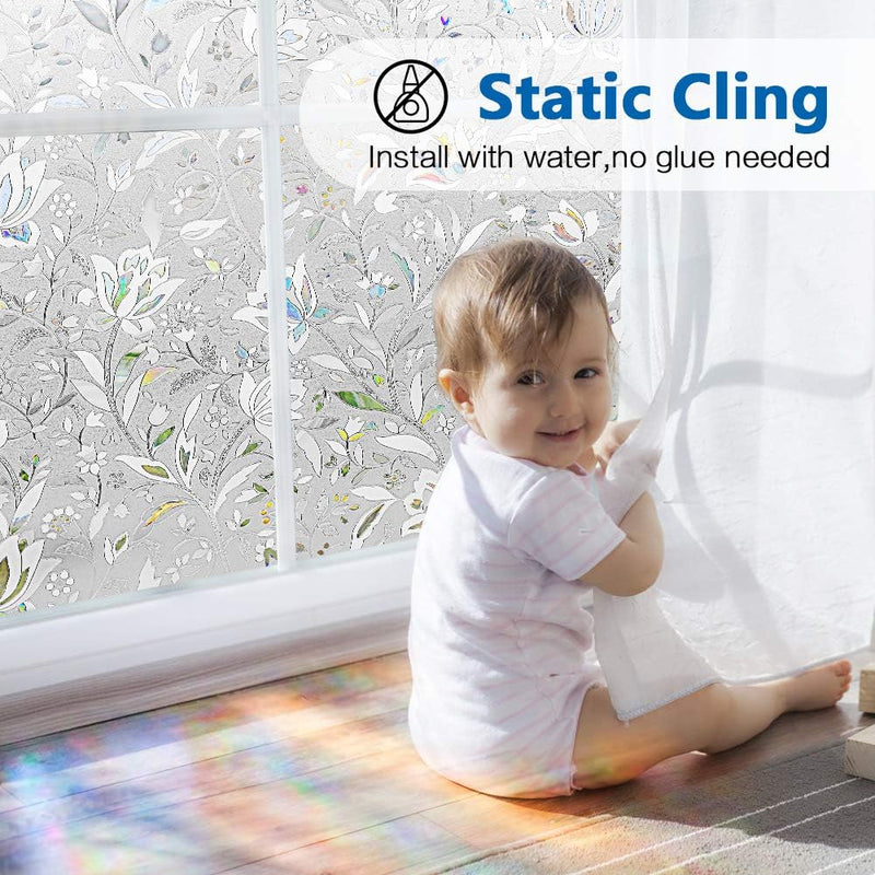Sichtschutz Fensterfolie Selbstklebend Sichtschutzfolie Blickdicht Kein Kleber Anti UV Dekorative Fl