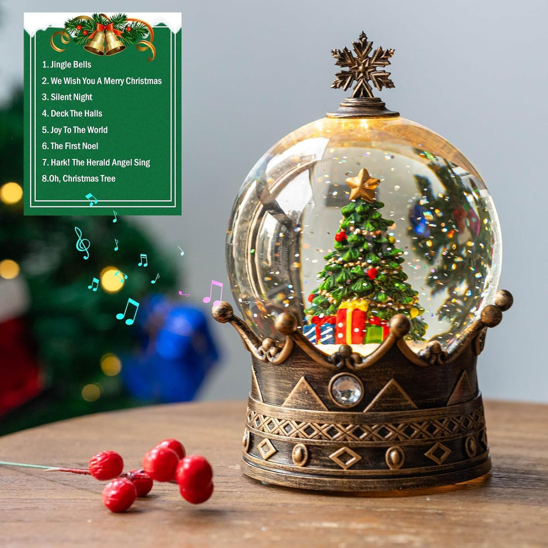 Weihnachten Schneekugel Laterne Wasser glitzernde Weihnachtsbaumkrone mit Musik & Timer, USB gefütte