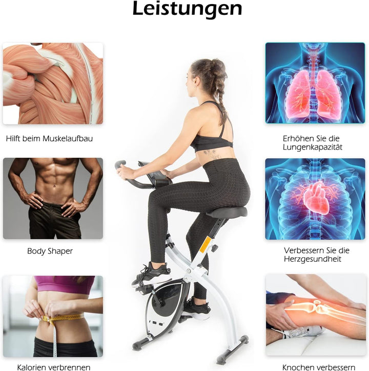 ISE X-Bike Fitnessbike für Zuhause Heimtrainer Fahrrad Klappbar F-Bike verstellbare Magnetron-Widers