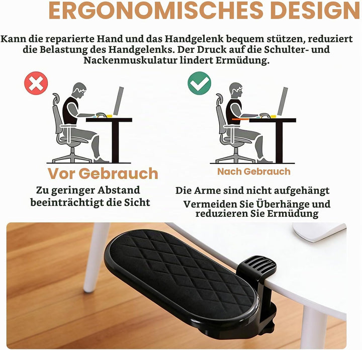 Armauflage Schreibtisch,180° Verstellbare Computer-Armlehne, Schreibtischverlängerung mit Maus-Armle