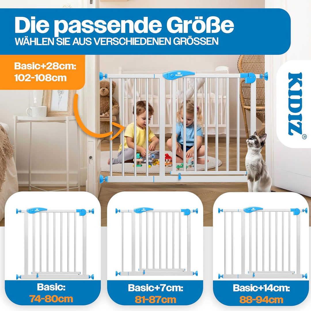 Kidiz® Türschutzgitter Absperrgitter Treppengitter Kindergitter | Gitter Haustier | ohne Bohren | be