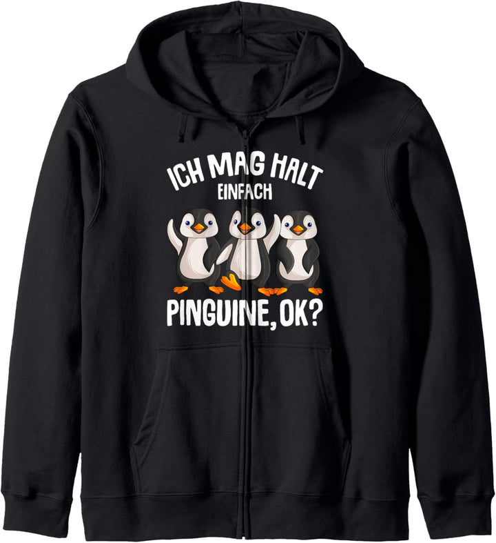 Ich mag halt Pinguine Kinder Mädchen Damen Penguin Kapuzenjacke