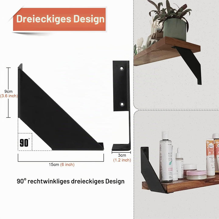 Regalwinkel Schwarz,Regalhalterung,Regalwinkel Schwerlast 15cm, Winkel Regal 90°Dreieck Unterstützun